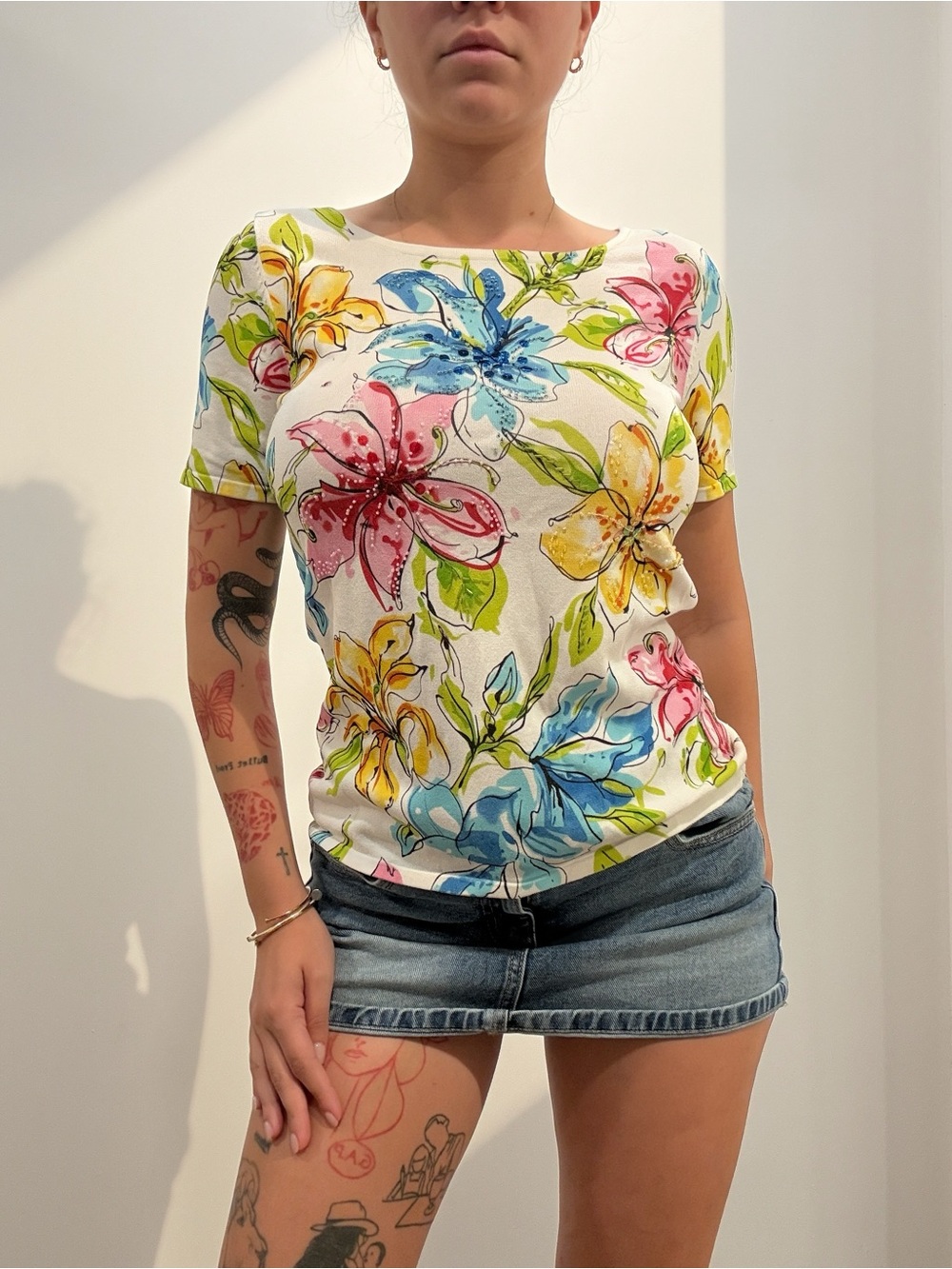 White floral beaded top